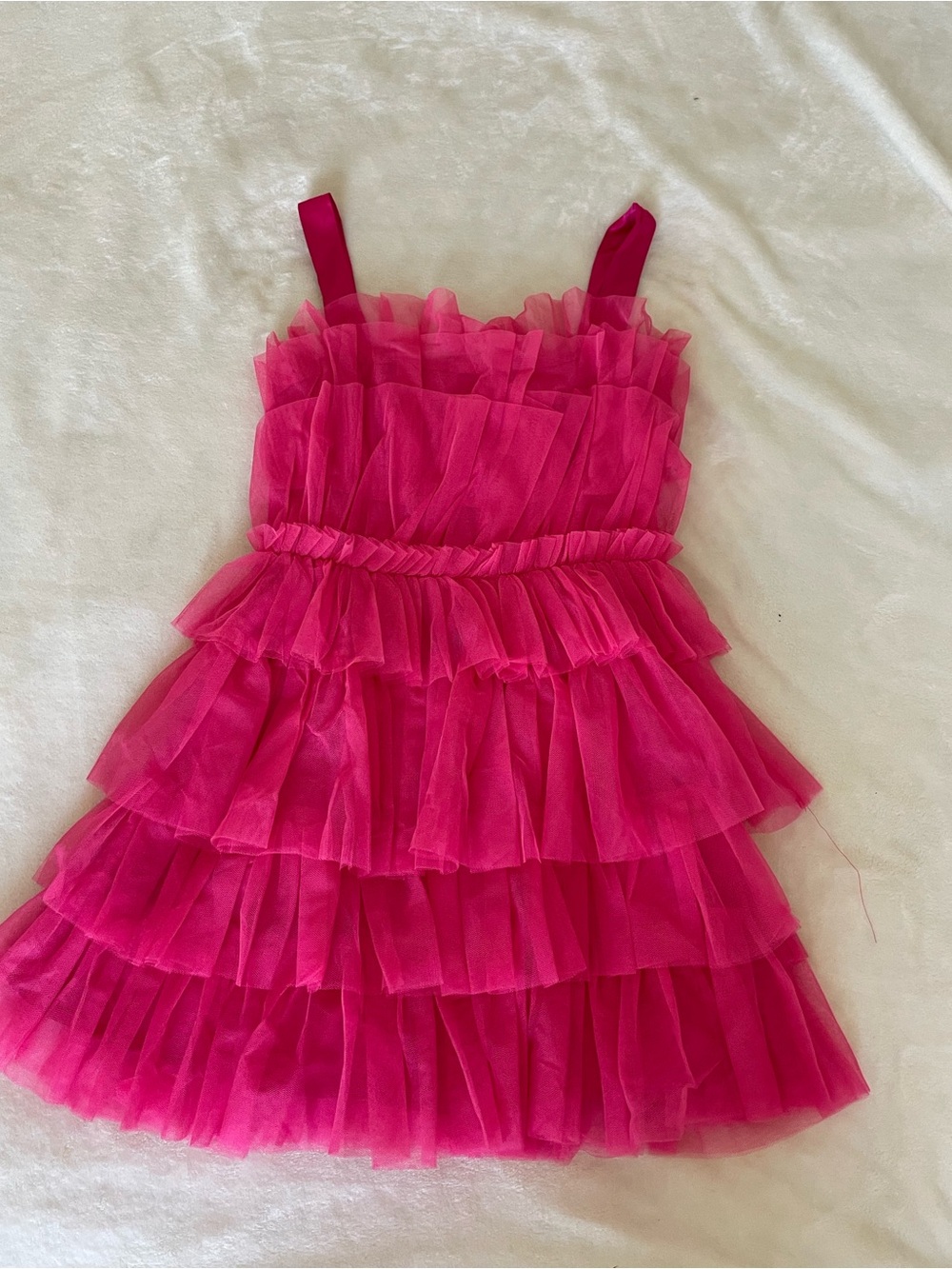 Storia Fuchsia Ruffled Tulle Tiered Barbiecore Dress